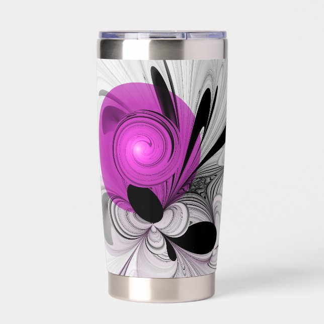 Gourde Isotherme Abstract Black Gray With Magenta Fractal Art (Extérieur)