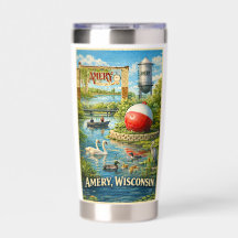 Amery, Wisconsin Ville des Lacs Verre à Souvenir