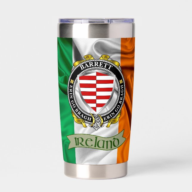 Gourde Isotherme Barrett Irish Shield & Flag Personnalisé (Extérieur)