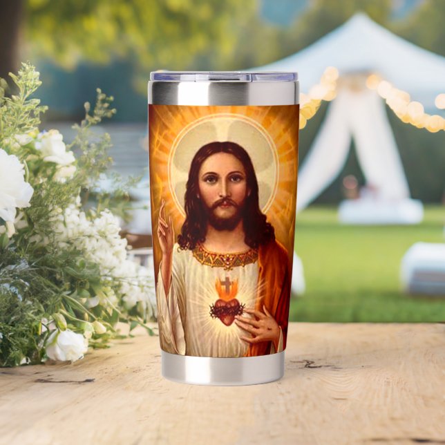 Gourde Isotherme Beautiful religious Sacred Heart of Jesus image (Mariage (pivotée))