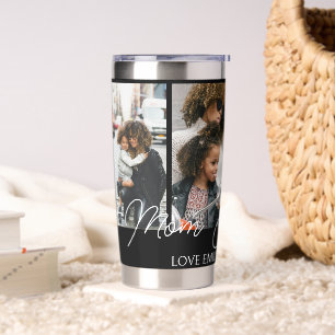 Gourde Isotherme Black Custom 4 Photos Collage Meilleure Maman Jama