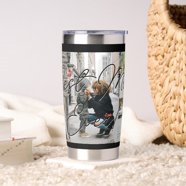 Gourde Isotherme Black Custom Cinq Photo Collage Meilleure Maman Ja (Salon)