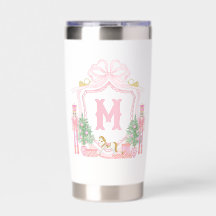 Blason de monogramme de casse-noisette rose aquare