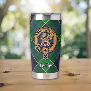 Gourde Isotherme Blason du clan Leslie sur tartan de chasse