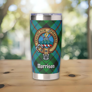 Gourde Isotherme Blason du clan Morrison sur tartan de chasse