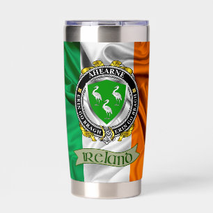 Gourde Isotherme Bouclier et drapeau irlandais Ahearne/Aherne Perso