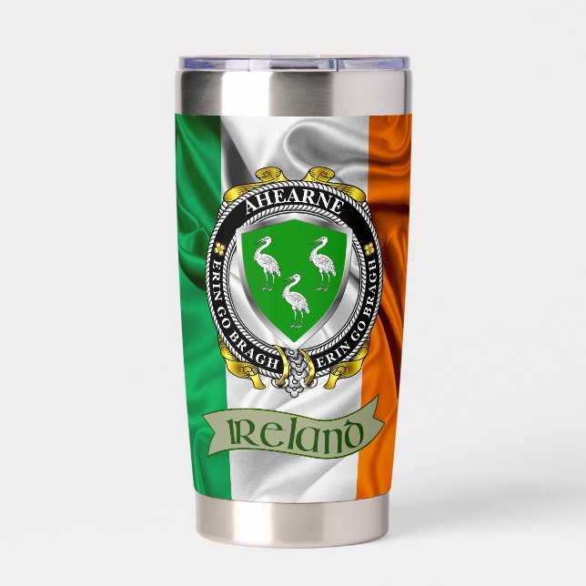 Gourde Isotherme Bouclier et drapeau irlandais Ahearne/Aherne Perso (Extérieur)