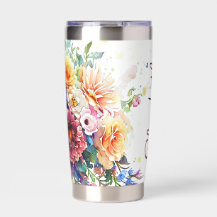 Gourde Isotherme Bouquet floral mixte personnalisé