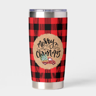 Gourde Isotherme Bouteille d'eau à motif écossais de Noël avec cami