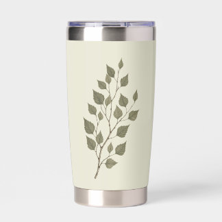 Gourde Isotherme Branche de bouleau vert vintage