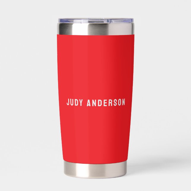 Gourde Isotherme Bright Red Professional Plain Modern Elegant Name (Extérieur)