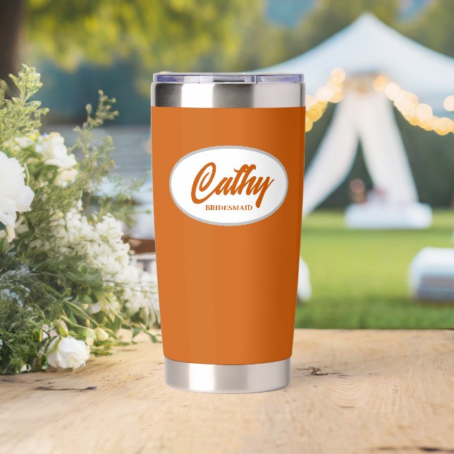 Gourde Isotherme Brûlé Orange Stylisé Mariage (Mariage (pivotée))