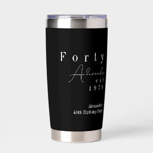 Gourde Isotherme Cadeau de fête pour 40ème anniversaire Noir et Bla