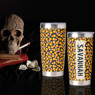 Gourde Isotherme Candy Corn Halloween Nom personnalisé Water Botté