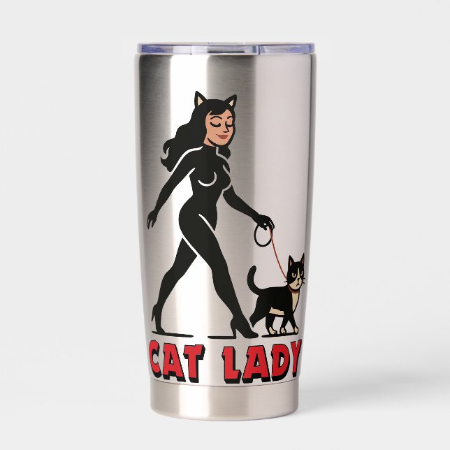 Gourde Isotherme Cat Lady - Tuxedo Cats Lover - Comic Art Graphic (Extérieur)