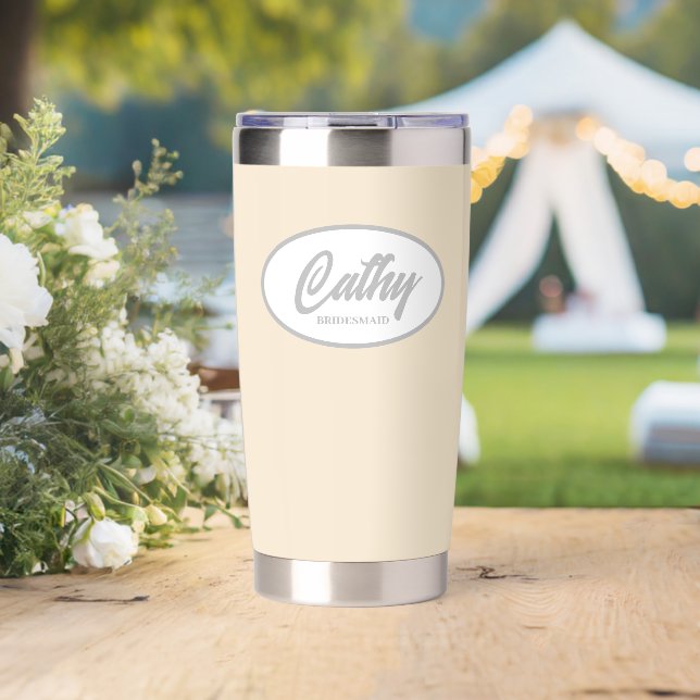 Gourde Isotherme Champagne Couleur Mariage stylisé Bridesmaid (Mariage (pivotée))