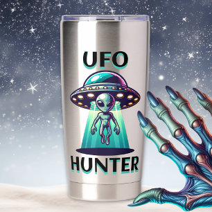 Gourde Isotherme Chasseur de OVNI Art IA avec OVNI et Extraterres