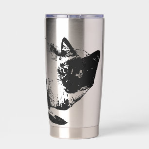 Gourde Isotherme Chat de milieu d'hiver en pose silencieuse