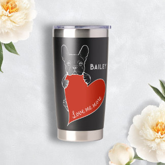 Gourde Isotherme Chien français mignon personnalisé avec un coeur r