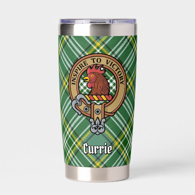 Gourde Isotherme Cimier de coq Clan Currie sur Tartan (Extérieur)