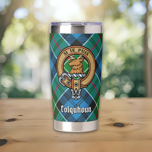 Gourde Isotherme Cimier du clan Colquhoun sur tartan