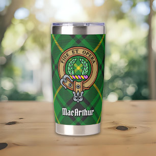 Gourde Isotherme Cimier du clan MacArthur sur tartan