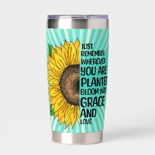 Gourde Isotherme Citation et tournesol tiré à la main