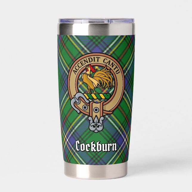 Gourde Isotherme Clan Cockburn Crest sur Tartan (Extérieur)