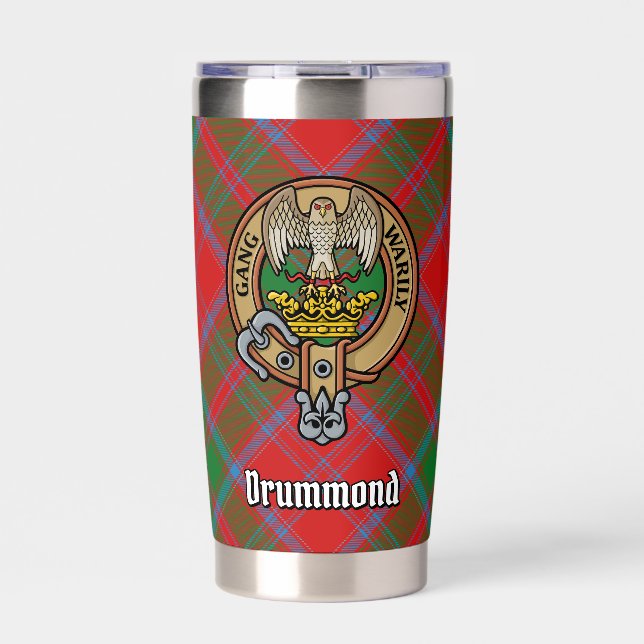 Gourde Isotherme Clan Drummond Crest sur Tartan (Extérieur)