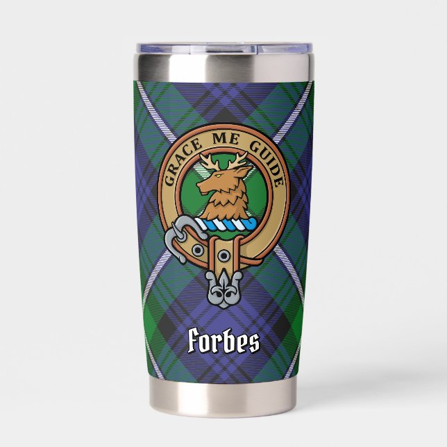 Gourde Isotherme Clan Forbes Crest sur Tartan (Extérieur)