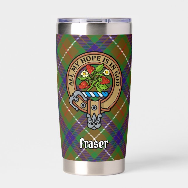 Gourde Isotherme Clan Fraser Crest sur la chasse Tartan (Extérieur)