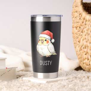 Gourde Isotherme Cockatiel de Noël personnalisé portant un chapeau