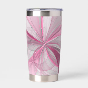 Gourde Isotherme Conception Abstraite de fractal rose pâle moderne