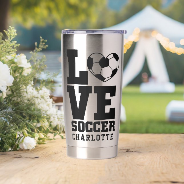 Gourde Isotherme Cool Modern Soccer Love Nom personnalisé (Mariage)