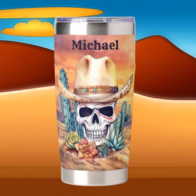 Gourde Isotherme Cool Western Skull ajouter nom (Créateur téléchargé)