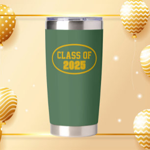 Gourde Isotherme Couleurs de l'école Vert et Or Année de promotion