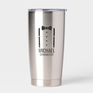 Gourde Isotherme Cravate Mariage noir Groomsmen personnalisé