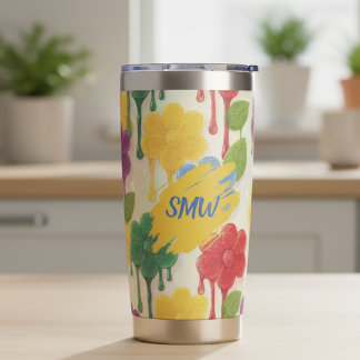 Gourde Isotherme Custom Monogram Drip Flower