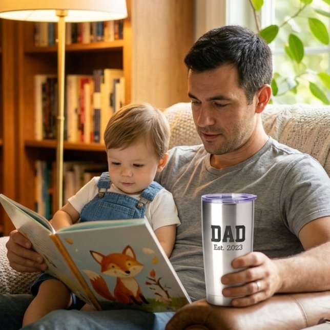 Gourde Isotherme Dad Established Bold Black Text Stainless Steele (Créateur téléchargé)
