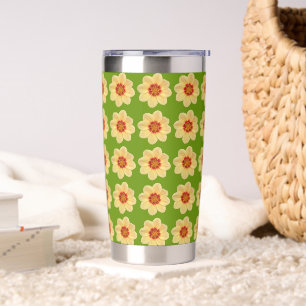 Gourde Isotherme Dahlia jaune motif floral sur vert