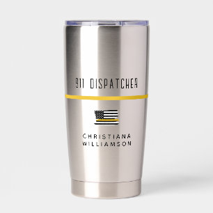 Gourde Isotherme Dispatcher de ligne d'or mince personnalisée 911