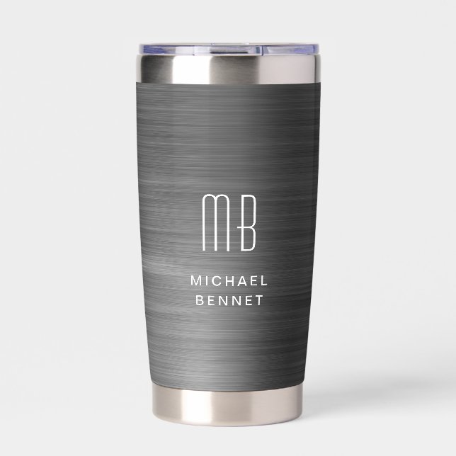 Gourde Isotherme Élégant Monogramme noir (Extérieur)