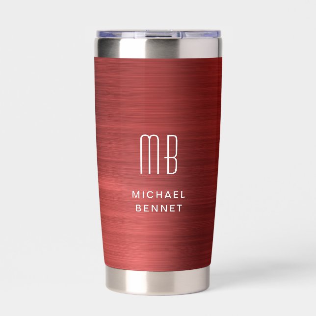Gourde Isotherme Élégant Monogramme rouge (Extérieur)