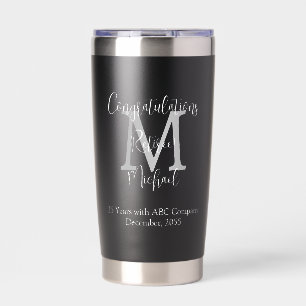 Gourde Isotherme Félicitations pour le Monogramme de retraite Noir