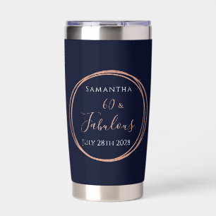Gourde Isotherme Fête des 60 ans Rose Gold Navy