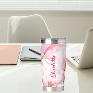 Gourde Isotherme Fils roses nom personnalisé