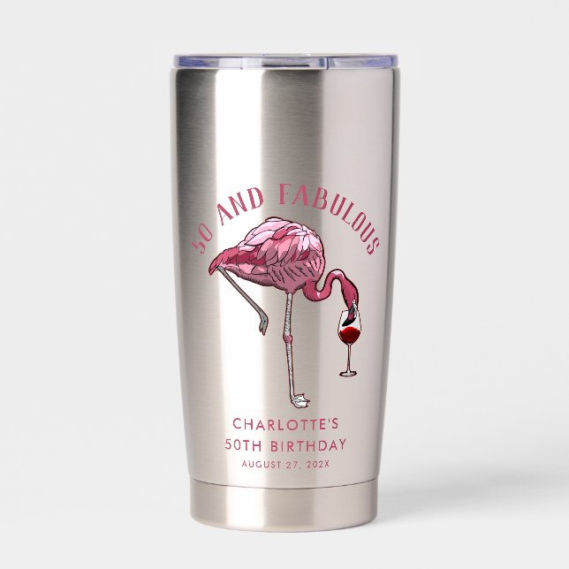 Gourde Isotherme Flamingo 50e anniversaire 50 ans et fabuleux Swag (Extérieur)