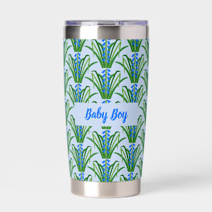 Gourde Isotherme Fleurs de Jacinthe Bleue pour Garçon Personnalisé