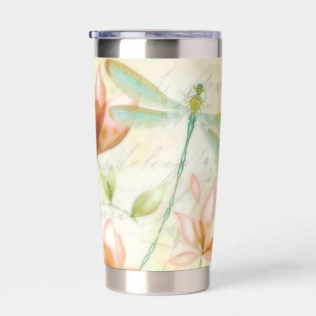 Gourde Isotherme Fleurs et libellules personnalisées (Gauche)