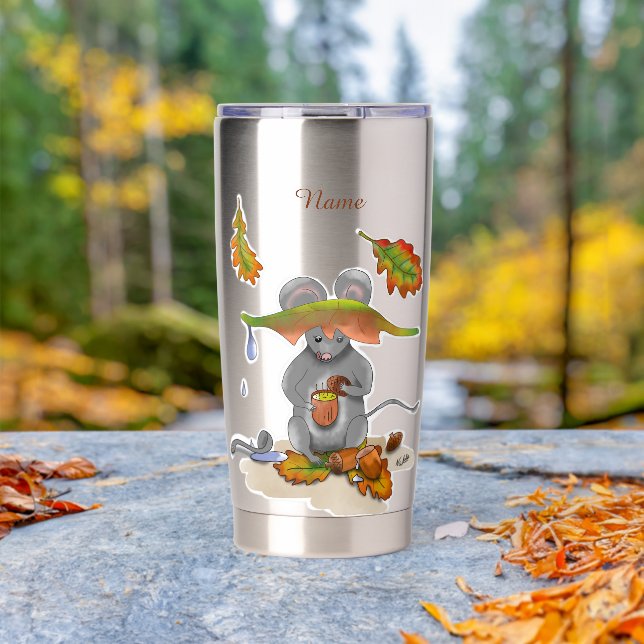 Gourde Isotherme FR/GB Thermobecher/Thermal mug automne/cas souris (En extérieur (pivoté))